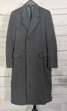 James Whitehead Overcoat Size 44 Gray Cashmere Mens Heavyweight Winter Outerwear